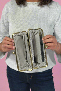 Karen Kiss Lock Clutch - Tweed