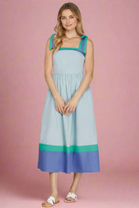Color Block Tube Midi Dress - Blue