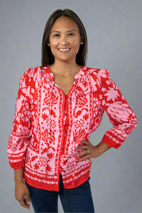 Floral Print Pink & Red Top