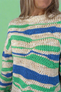 Multi Color Knit Sweater - Blue