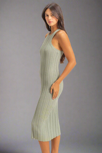 Bodycon Ribbed Knit Dress - Sage