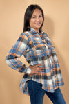 Plaid Long Sleeve Shirt - Blue Multi