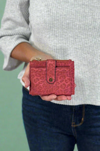 Mini Snap Button Wallet & Cardholder - Red Cheetah