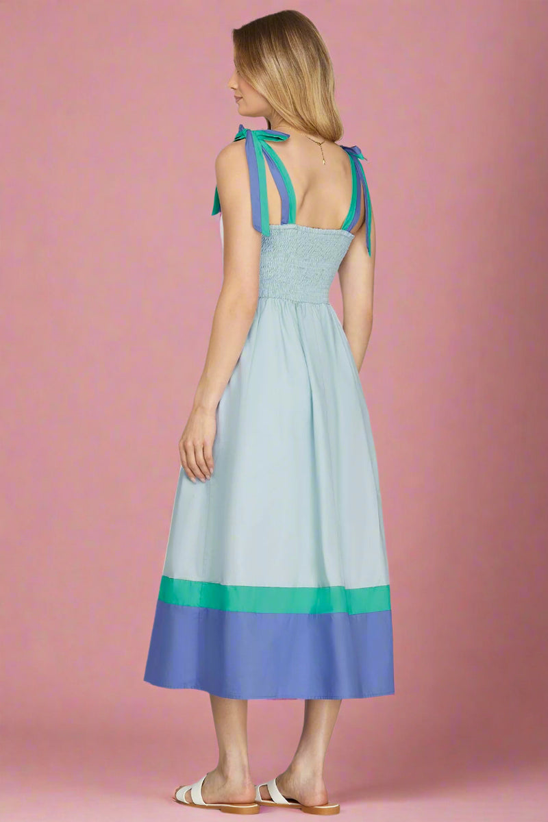 Color Block Tube Midi Dress - Blue