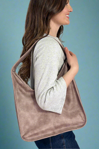 Joey Distressed Slouchy Hobo - Ash Mauve