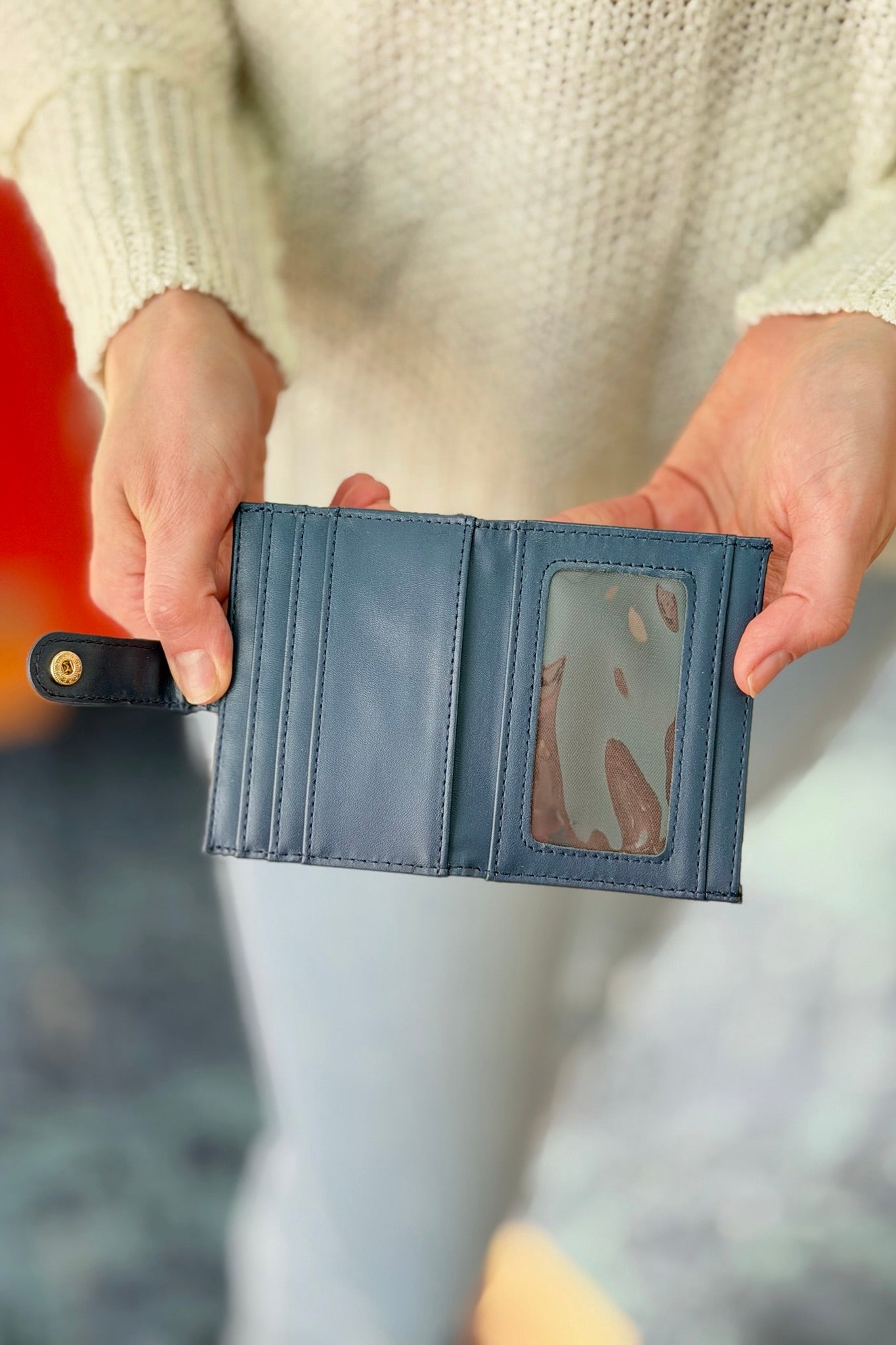 Lyla Woven Wallet - Navy