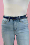 Double Ring Buckle Cinch Belt - Navy