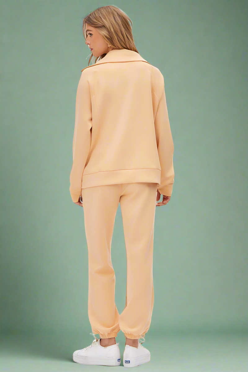 Hamptons Quarter Zip Top - Apricot