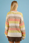 Multi Color Stripe Oversized Sweater - Orange