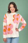 Big Flower Knit Sweater - Cream