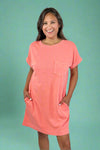 Unwind In Style T Shirt Dress - Coral