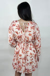 Cross Over Dress Floral Orange