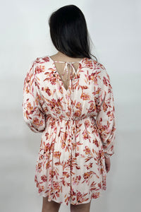 Cross Over Dress Floral Orange