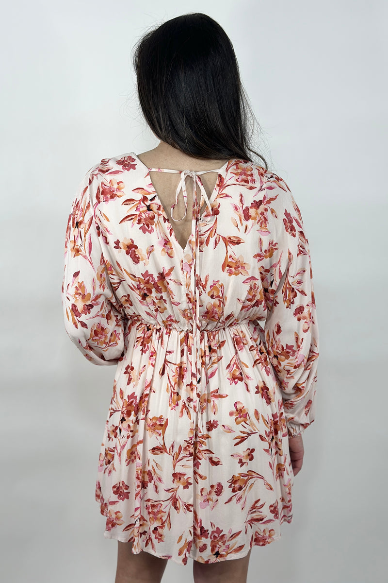 Cross Over Dress Floral Orange