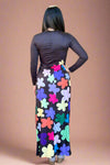 Asymmetric Floral Maxi Dress - Black