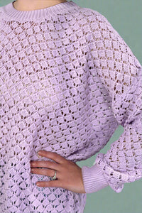 Light Weight Open Knit Sweater - Lavender