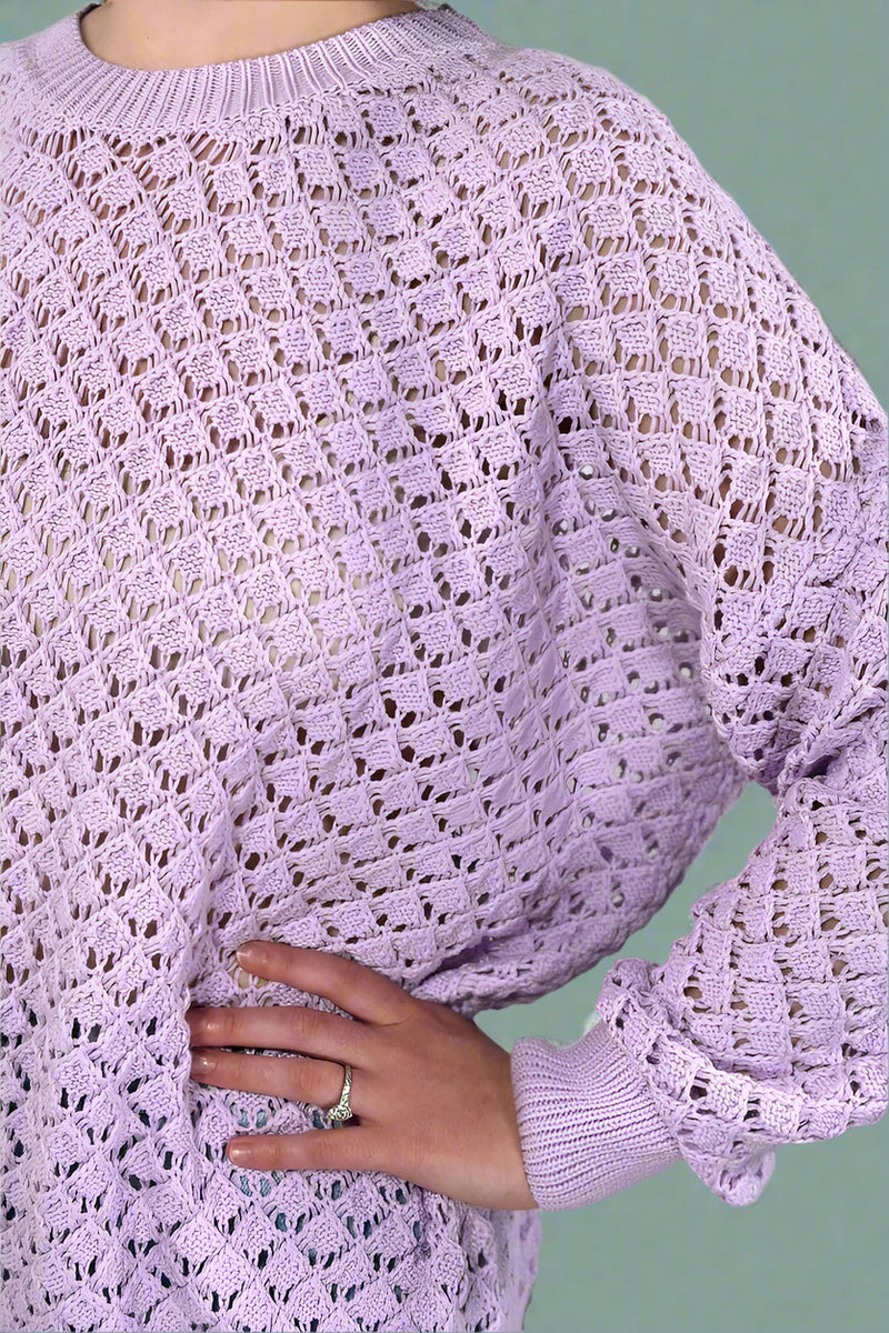 Light Weight Open Knit Sweater - Lavender