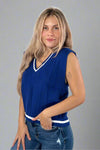 Cable Knit Sweater Vest - Navy