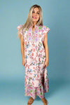 Mixed Print Midi Dress - Pink