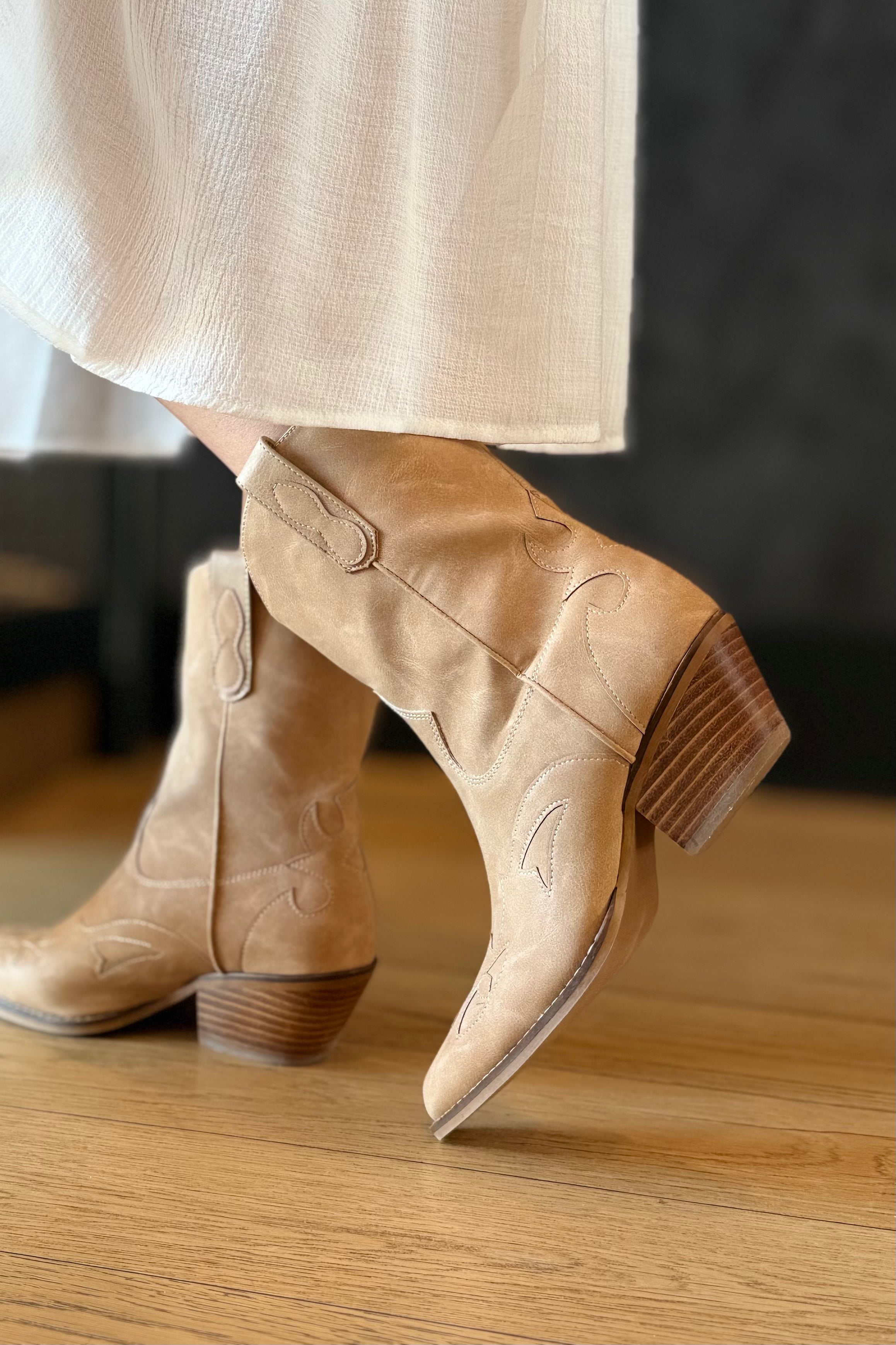 Sanya Western Bootie - Taupe