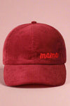 Mama Corduroy Baseball Cap - Burgundy