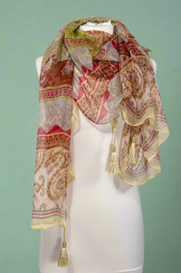 Floral Tassel Scarf