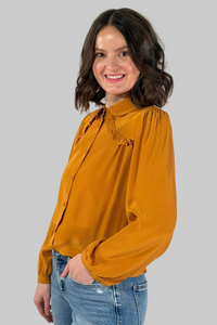Ruffle Blouse Bow - Gold