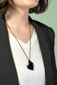 Geometric Heart Adjustable Necklace - Black