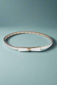 Retro-Inspired Metal Bow Belt - White