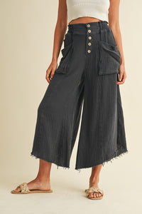 Mineral Washed Wide Pants Charcoal