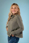 Hoodie Long Sleeve Top - Olive