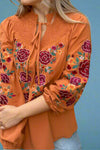 Smocked Yoke Embroidered Top Marigold