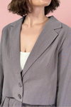 Cropped Pinstripe Blazer - Charcoal