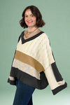 Multi Fabric Color Block V Neck Sweater