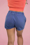 Drawstring Waist Dolphin Shorts - Dusty Indigo