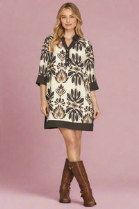 Abstract Collar Mini Dress - Ash