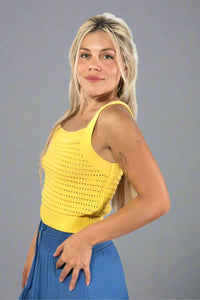 Thick Strap Square Neck Tank - Sunflower