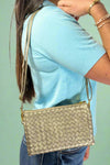 Woven Three Compartment Crossbody Bag - Pewter