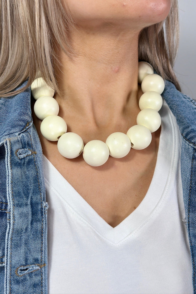 Chunky Bubble Chain Necklace - Cream