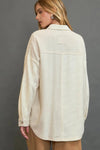 Contrast Half Button Down Top - Oatmeal
