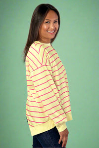Stripe Overlap Sweatshirt - Yellow