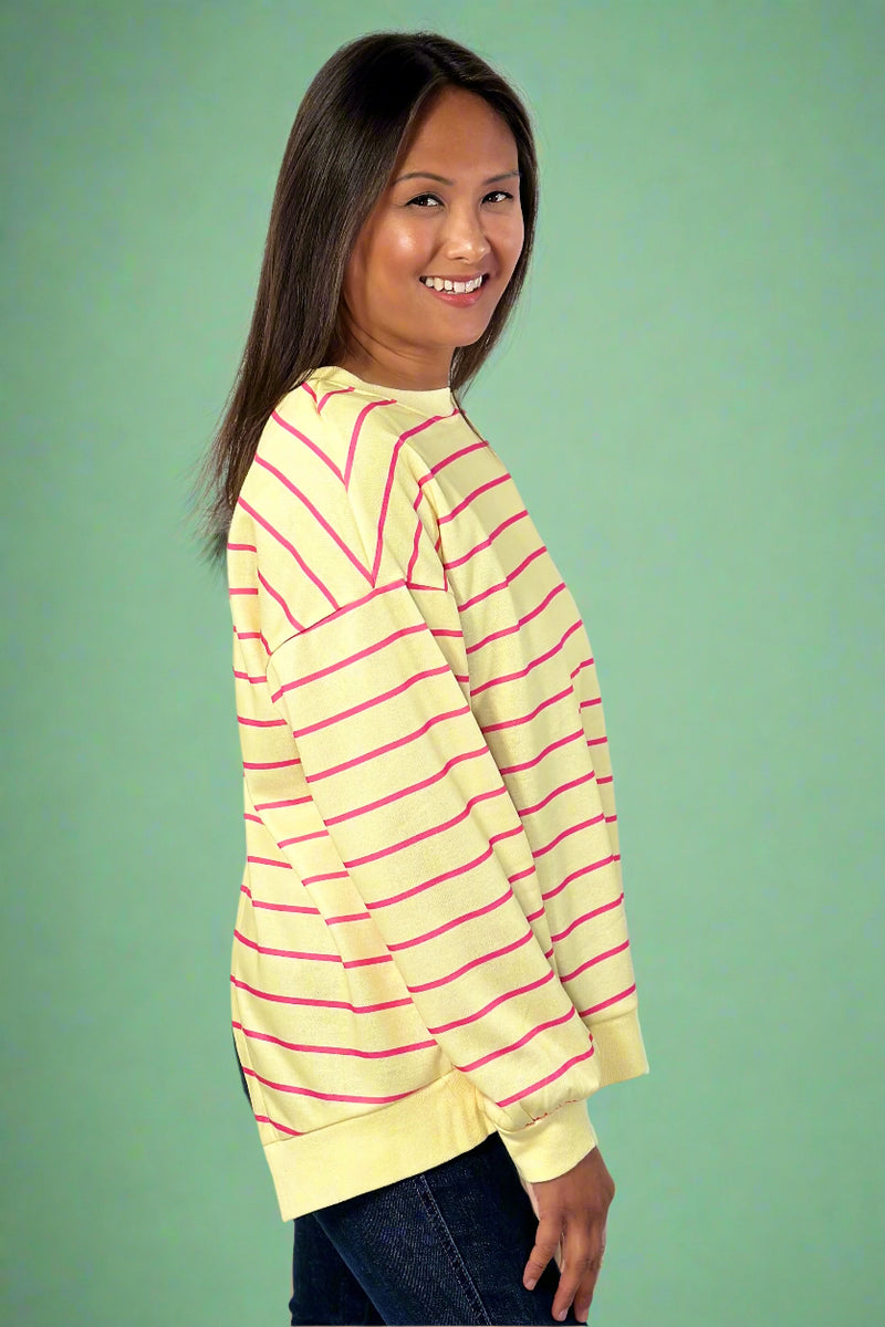 Stripe Overlap Sweatshirt - Yellow