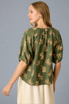 Printed Short Sleeve Top - Dusty Green