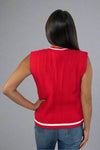 Cable Knit Sweater Vest - Red