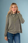 Hoodie Long Sleeve Top - Olive