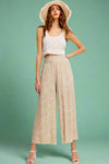 Boho Paisley Print Wide Leg Pant - Almond Beige