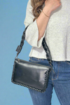 Judith Whipstitch Trim Shoulder Bag - Black