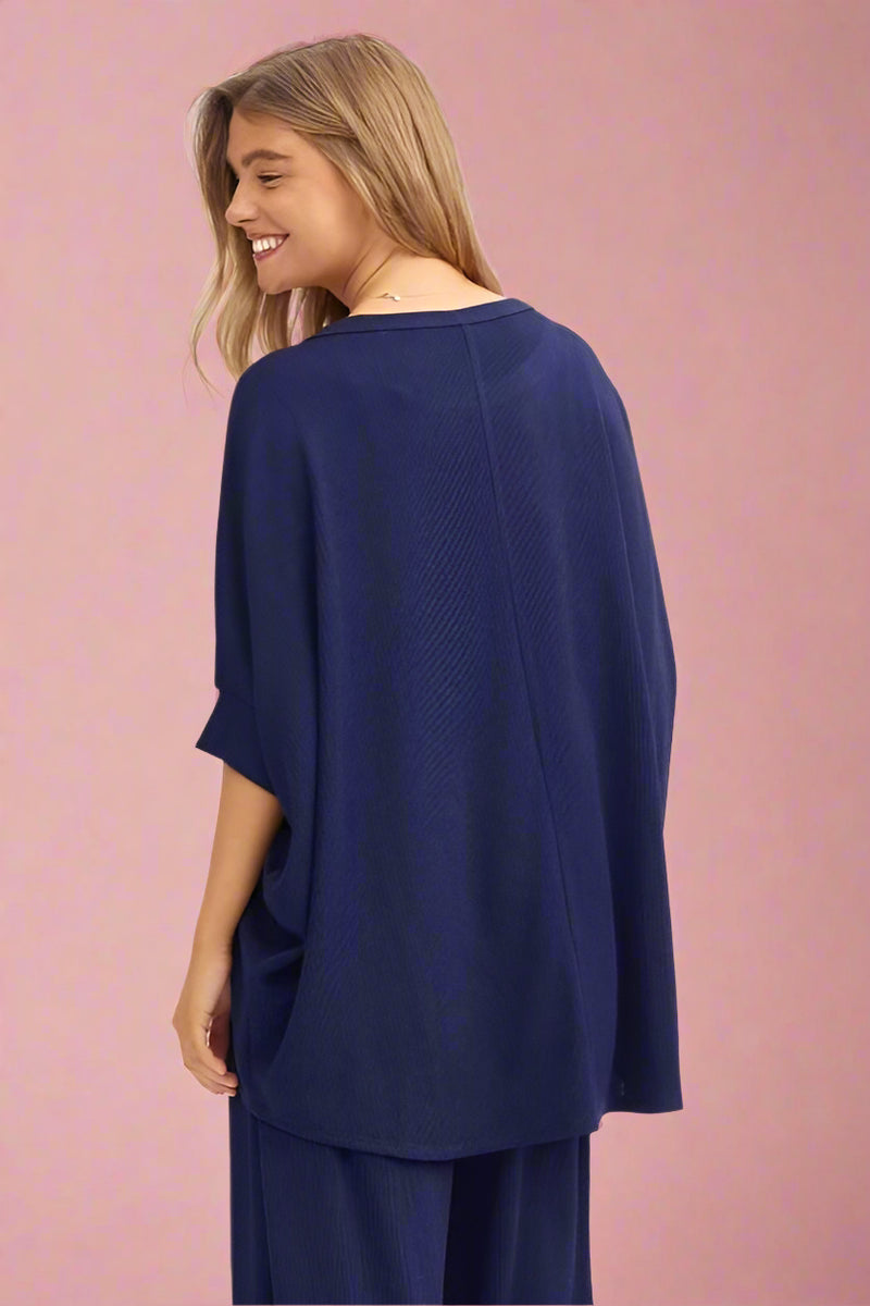 Bali Ribbed Top - Navy