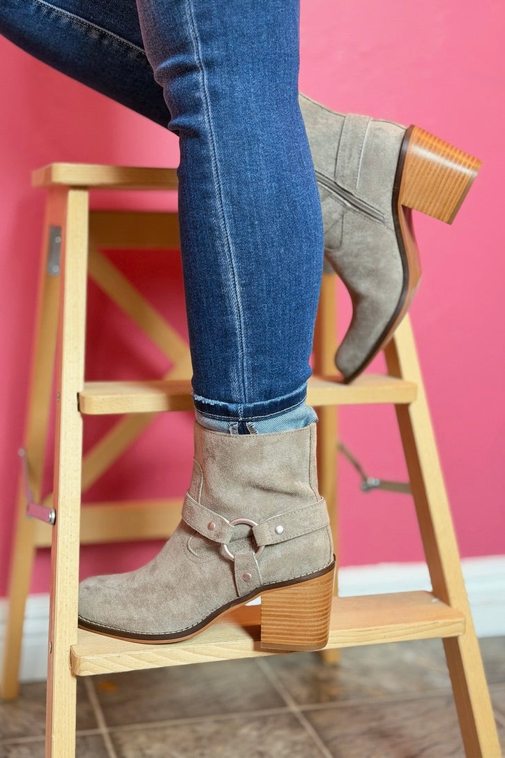 The Cameron - Grey Heeled Moto Chelsea Boot