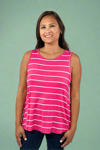 Striped Tank - Fuchsia